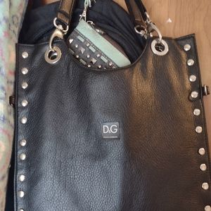 black Dolce and Gabbana silver studded bag
